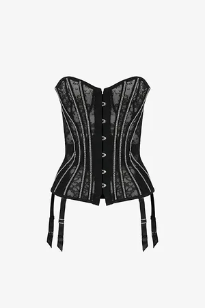Agent Provocateur Caitriona Crystal-embellished Lace and Tulle Corset