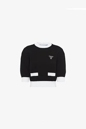 Prada Round-neck Brand-embroidered Cotton Jumper