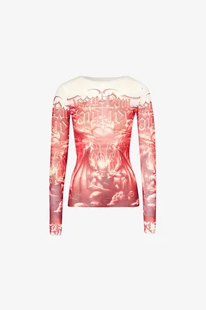 Jean Paul Gaultier Diablo Graphic-pattern Mesh Top