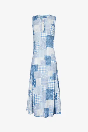 Ralph Lauren Patchwork Sleeveless Cotton-jersey Maxi Dress