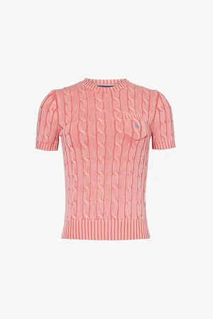 Ralph Lauren Logo-embroidered Cable-knit Cotton Top