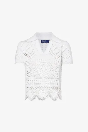 Ralph Lauren Scalloped-hem Cotton-crochet Top