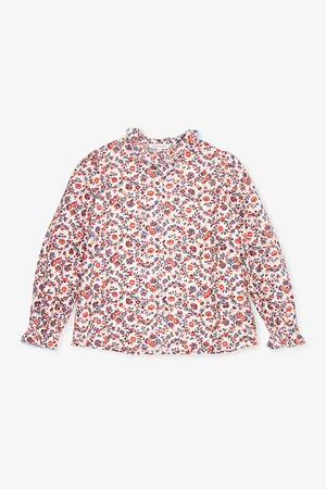 Caramel Madison Floral-print Long-sleeve Cotton Blouse 3-12 Years