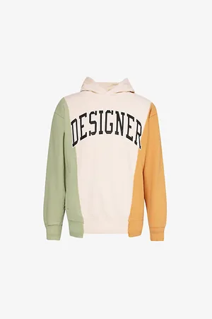 MARKET Colour-blocked Text-embroidered Cotton-jersey Hoody