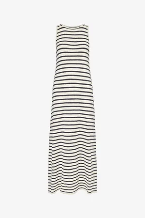 Pretty Lavish Ocean Stripe-pattern Knitted Maxi Dress