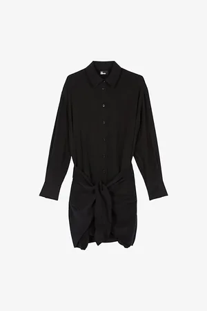 The Kooples Tie-waist Long-sleeve Silk Mini Dress