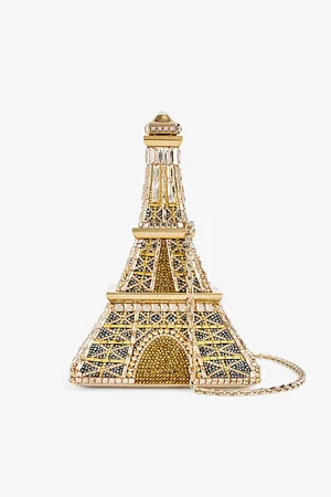 Judith Leiber Eiffel Tower Crystal-embellished Brass Clutch Bag