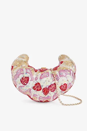 Judith Leiber Croissant Crystal-embellished Brass Clutch Bag