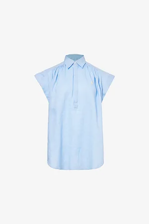 Ralph Lauren Logo-embroidered Frill-sleeve Linen Shirt