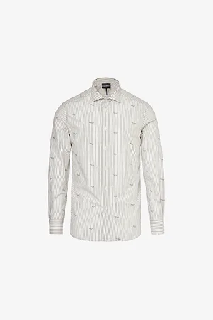 Emporio Armani Stripe-print Regular-fit Cotton-poplin Shirt