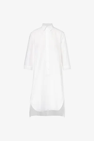 Max Mara Quincy Spread-collar Stretch-cotton-blend Midi Dress