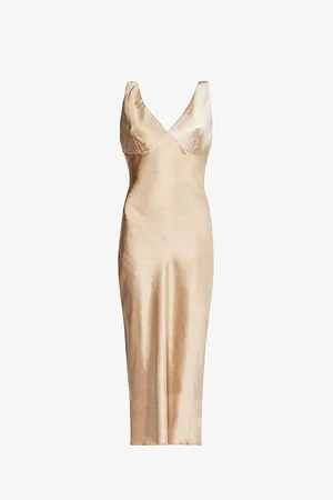 Pretty Lavish Piper V-neck Stretch-satin Midi Dress