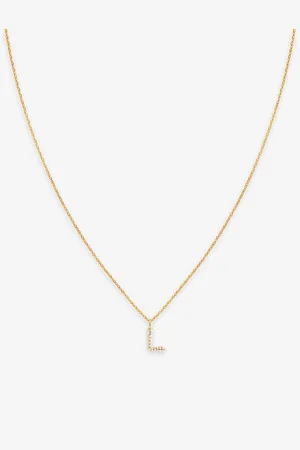 Astrid & Miyu Letter L 18ct Yellow Gold-plated Recycled Sterling-silver and Cubic Zirconia Pendant Necklace