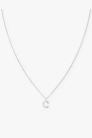 Astrid & Miyu Letter C 18ct -plated Recycled Sterling-silver and Cubic Zirconia Pendant Necklace