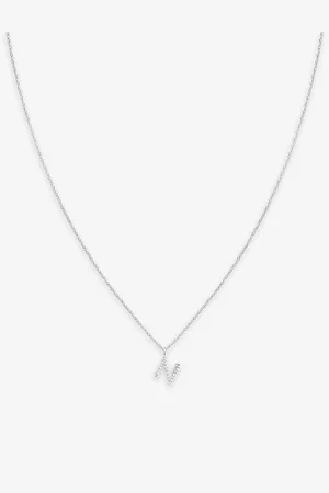 Astrid & Miyu Letter N -plated Recycled Sterling-silver and Cubic Zirconia Pendant Necklace
