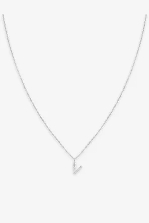 Astrid & Miyu Initial V -plated Recycled Sterling-silver and Cubic Zirconia Pendant Necklace