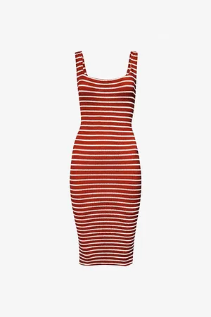 Hunza G Striped Square-neck Recycled Polyester-blend Mini Dress