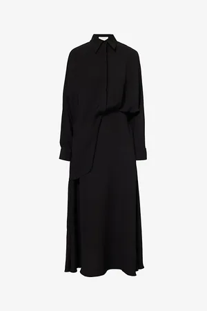 VALENTINO GARAVANI Spread-collar Relaxed-fit Silk Midi Dress