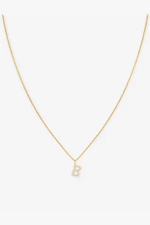 Astrid & Miyu Letter B 18ct Yellow Gold-plated Recycled Sterling-silver and Cubic Zirconia Pendant Necklace