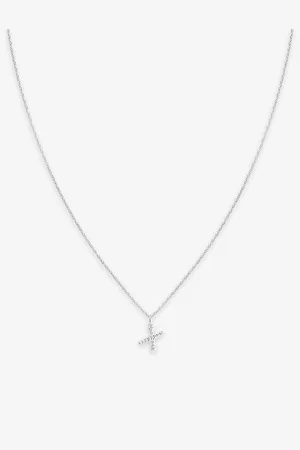 Astrid & Miyu Initial X -plated Recycled Sterling-silver and Cubic Zirconia Pendant Necklace