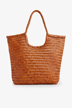 Dragon Diffusion Triple Jump Woven-leather Top-handle Tote Bag