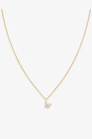 Astrid & Miyu Initial W 18ct Yellow Gold-plated Recycled Sterling-silver and Cubic Zirconia Pendant Necklace