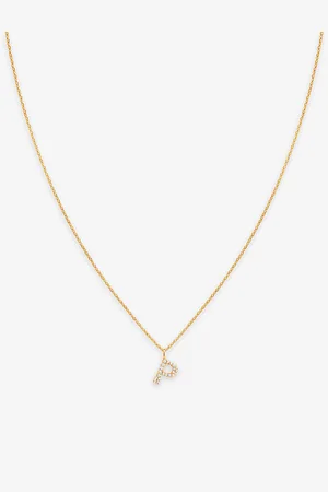 Astrid & Miyu Initial P 18ct Yellow Gold-plated Recycled Sterling-silver and Cubic Zirconia Pendant Necklace