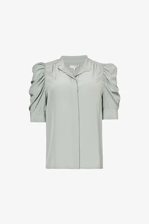 Frame Gillian Puffed-sleeve Silk Top