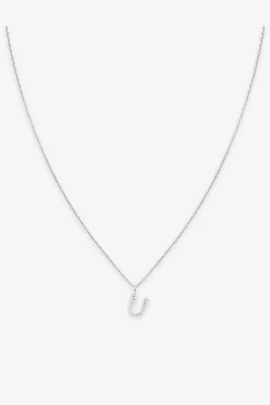 Astrid & Miyu Initial U -plated Recycled Sterling-silver and Cubic Zirconia Pendant Necklace
