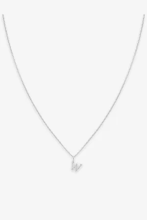 Astrid & Miyu Initial W -plated Recycled Sterling-silver and Cubic Zirconia Pendant Necklace