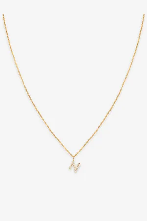 Astrid & Miyu Letter N 18ct Yellow Gold-plated Recycled Sterling-silver and Cubic Zirconia Pendant Necklace