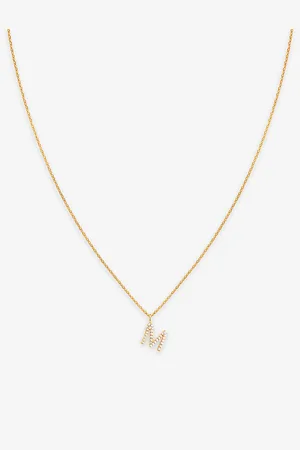 Astrid & Miyu Letter M 18ct Yellow Gold-plated Recycled Sterling-silver and Cubic Zirconia Pendant Necklace