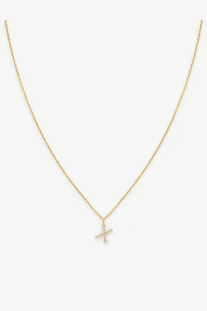 Astrid & Miyu Initial X 18ct Yellow Gold-plated Recycled Sterling-silver and Cubic Zirconia Pendant Necklace