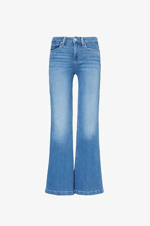 Paige Genevieve Faded-wash Flared-leg High-rise Denim-blend Jeans