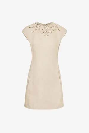 VALENTINO GARAVANI Floral-embellished Flared-hem Line Mini Dress
