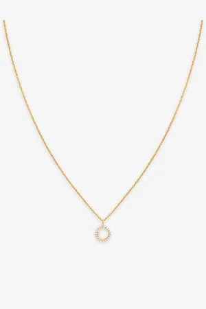 Astrid & Miyu Letter O 18ct Yellow Gold-plated Recycled Sterling-silver and Cubic Zirconia Pendant Necklace