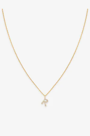 Astrid & Miyu Initial R 18ct Yellow Gold-plated Recycled Sterling-silver and Cubic Zirconia Pendant Necklace