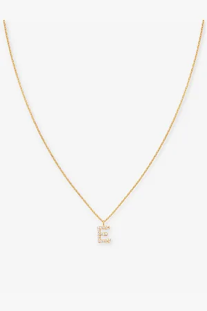 Astrid & Miyu Letter E 18ct Yellow Gold-plated Recycled Sterling-silver and Cubic Zirconia Pendant Necklace