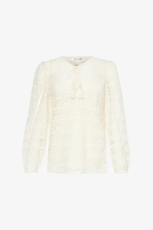 Frame Lace Tassle Crochet-pattern Cotton Top