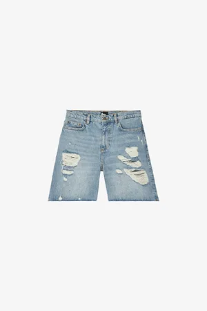 The Kooples Relaxed-fit High-rise Distressed Denim Shorts