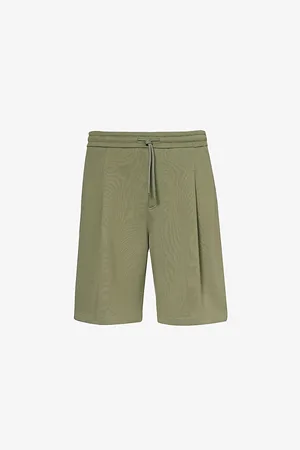 Emporio Armani Pleated Relaxed-fit Cotton-jersey Shorts