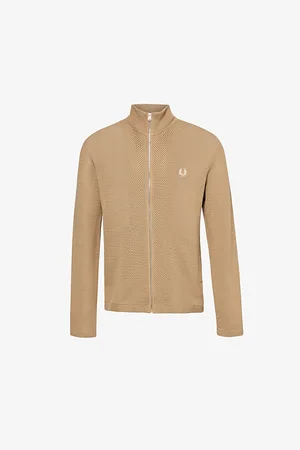Fred Perry Logo-embroidered Funnel-neck Cotton Knitted Jumper
