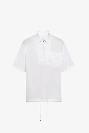 Prada Short-sleeved Collared Oversized-fit Stretch-cotton Shirt