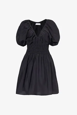 FAITHFULL THE BRAND Salone V-neck Gathered-waist Silk and Cotton-blend Mini Dress
