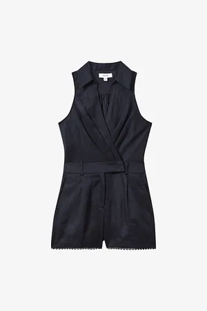 Reiss Mila Contrast-belt Linen Jumpsuit