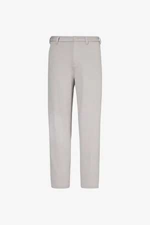 Emporio Armani Logo-plaque Tapered-leg Cotton-blend Pique Trousers