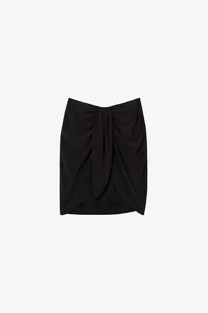The Kooples Draped-front Washed Silk Mini Skirt