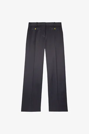 The Kooples Button-embellished Straight-leg High-leg Woven Trousers