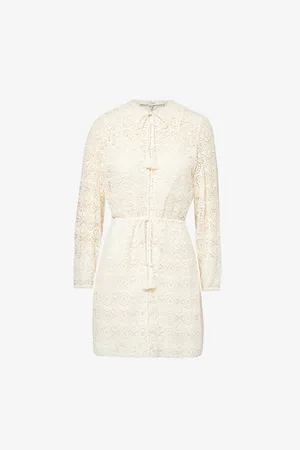 Frame Lace Tassle Crochet-pattern Cotton Mini Dress