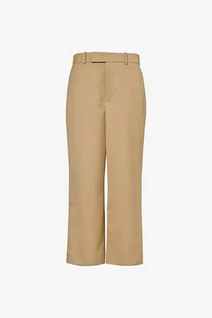 Frame Easy Slim Wide-leg High-rise Cropped Wool-blend Trousers